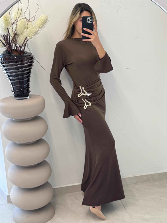 שמלת מקסי בד לייקרה לאירועים מסוגננים