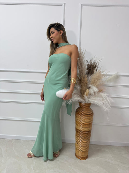 שמלת שיפון מקסי עם צעיף