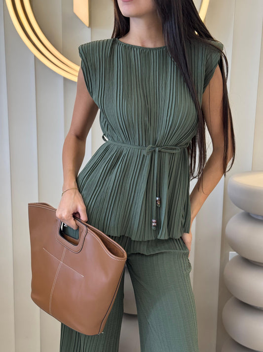 חליפת מכנס גומי בד לייקרה