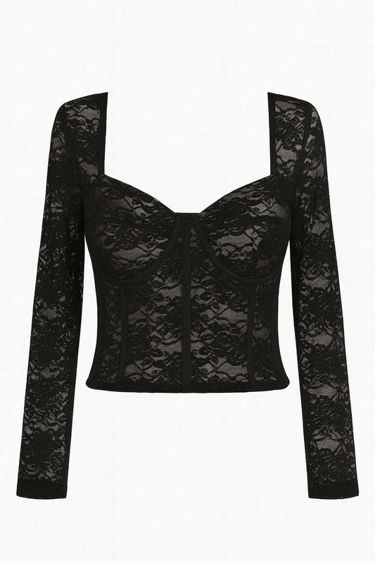 חולצת תחרה נשית עם קאפים לעיצוב אלגנטי