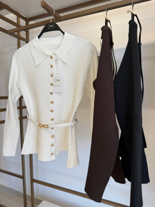 חולצת כפתורים שרוול מתרחב