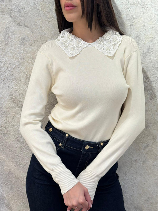 סריג צווארון פנינה