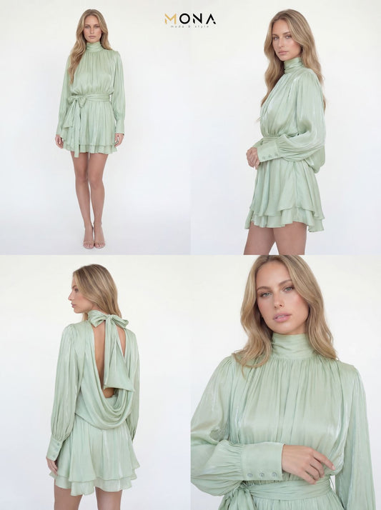 שמלת אורגנזה גב פתוח