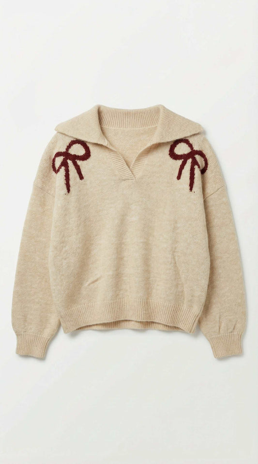 סריג V עם פפיון לעיצוב אופנתי ונשי