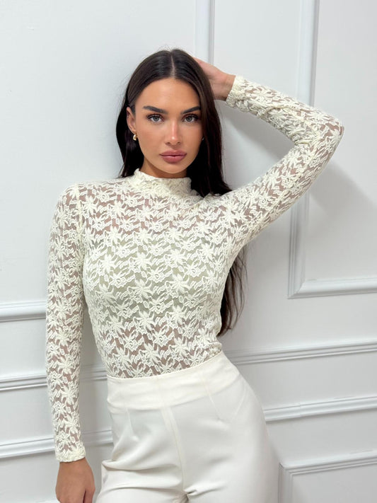 חולצה תחרה פרחיים