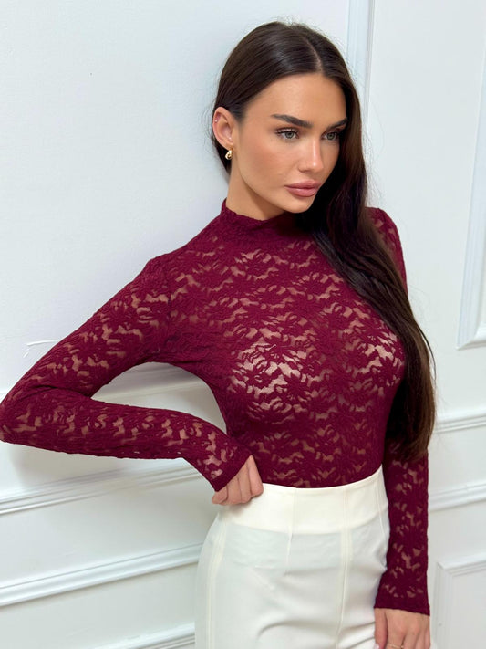 חולצה תחרה פרחיים