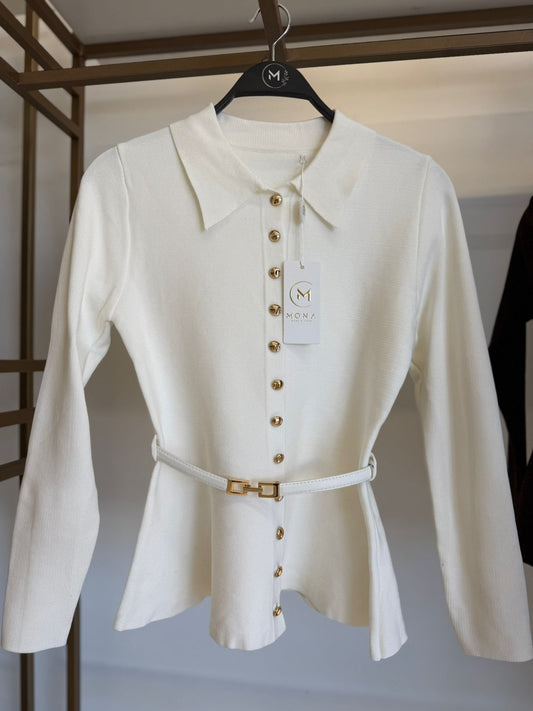 חולצת כפתורים שרוול מתרחב