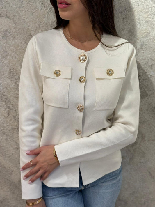 קרדיגן כפתורים עם חגורה