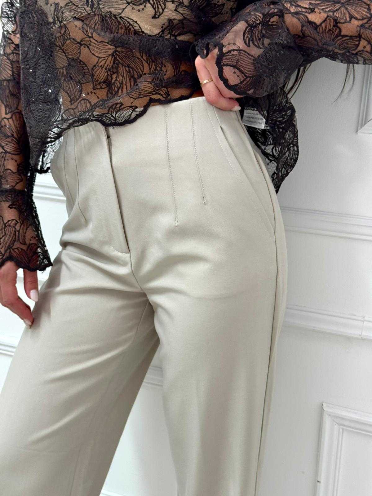 Beige High Waist Wide Leg Pants