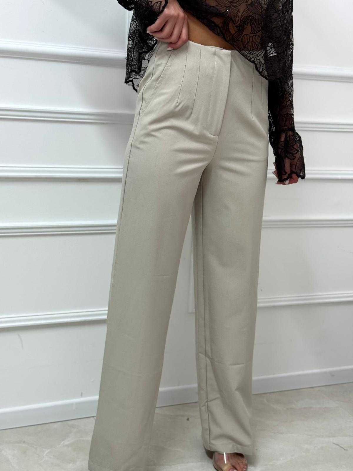 Beige High Waist Wide Leg Pants