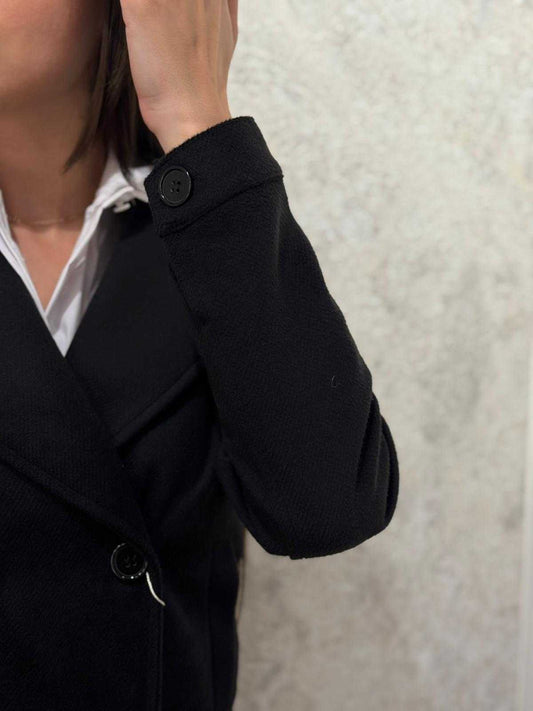 Double-Breasted Tailored Black Blazer