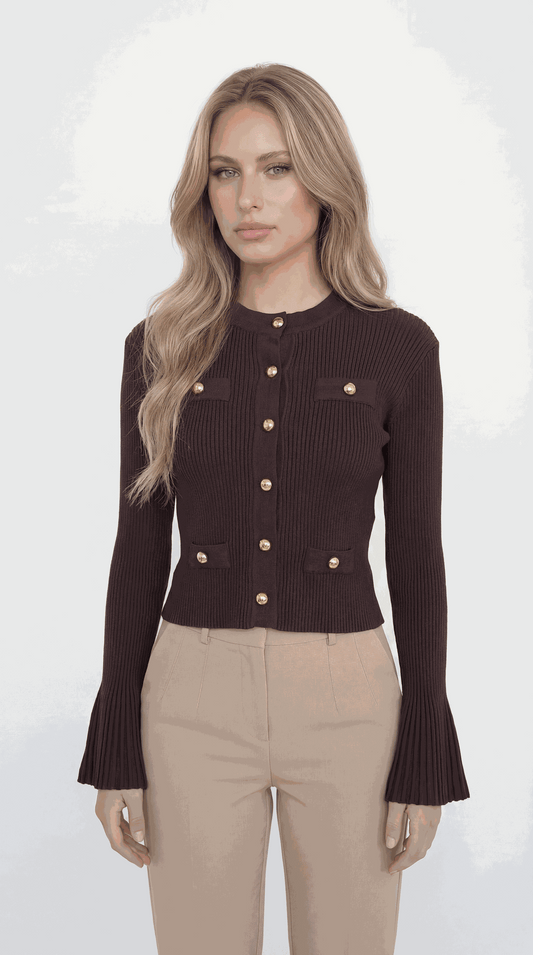 חולצת סריג מכופתרת לנשים בעיצוב קלאסי ואלגנטי