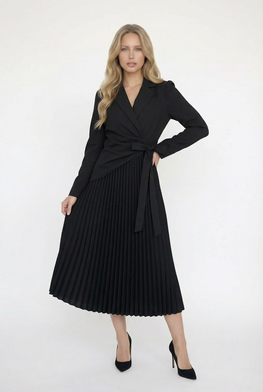 שמלה פליסה עם קשירה