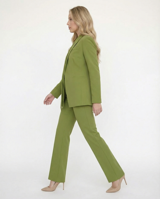 חליפת בלייזר ומכנס מחויט, ירוק ליים